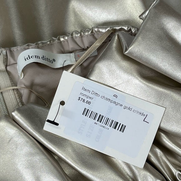 idem ditto | Champagne Gold Crinkle Romper | NWT! - Picture 6 of 7